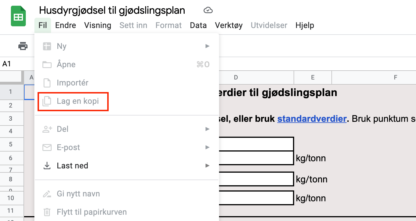 trykk på lag en kopi for å lagre kalkulatoren på din google drive