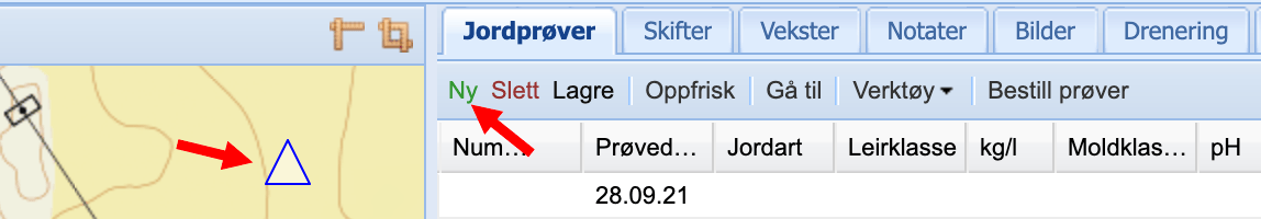 fyll inn verdier jordprøve