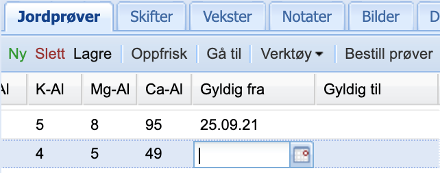 jordprøver gyldig fra