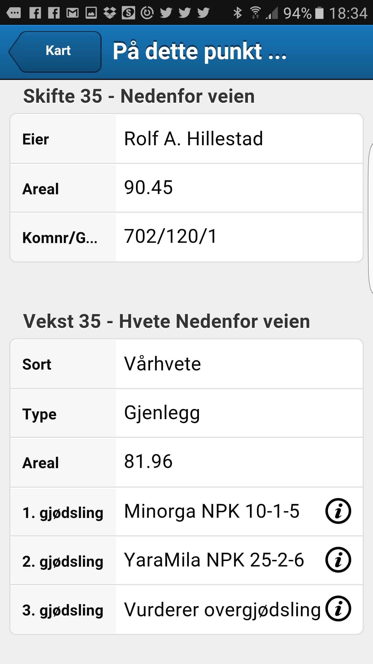 Gjødselplan på mobil