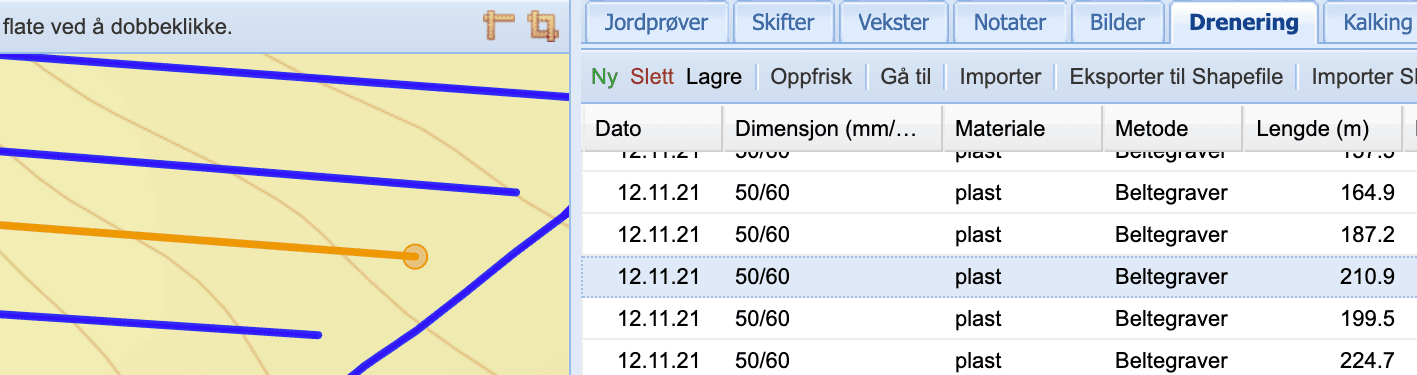 klikk i tabellen for å endre verdier