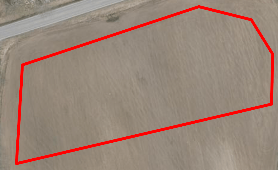 Omrisset på slamsøknaden er markert med en rød linje